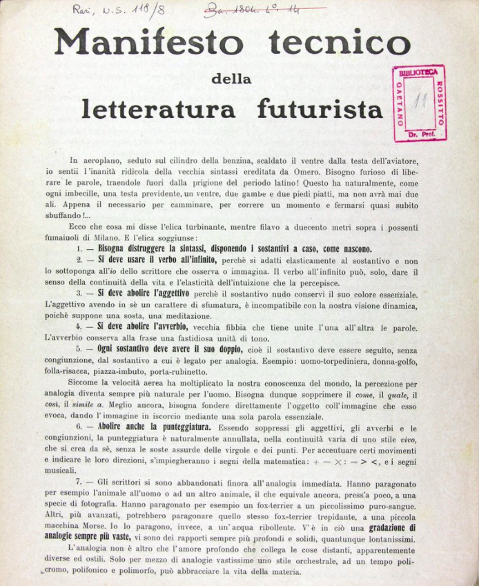 Manifesto tecnico della letteratura futurista